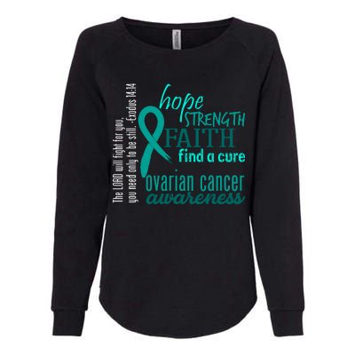 Ovarian Cancer Awareness Hope Faith Love Womens California Wash Sweatshirt