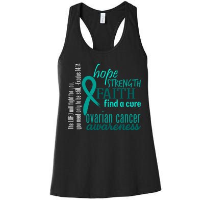 Ovarian Cancer Awareness Hope Faith Love Women's Racerback Tank