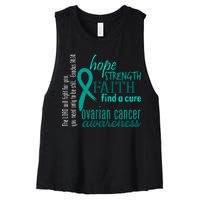 Ovarian Cancer Awareness Hope Faith Love Women's Racerback Cropped Tank