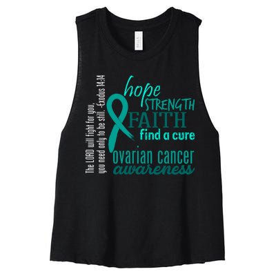 Ovarian Cancer Awareness Hope Faith Love Women's Racerback Cropped Tank