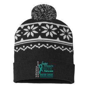 Ovarian Cancer Awareness Hope Faith Love USA-Made Snowflake Beanie