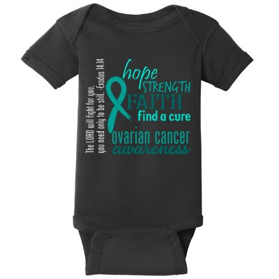 Ovarian Cancer Awareness Hope Faith Love Baby Bodysuit