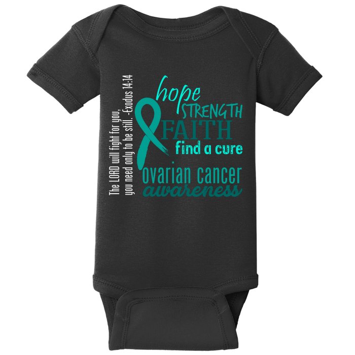 Ovarian Cancer Awareness Hope Faith Love Baby Bodysuit