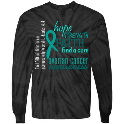 Ovarian Cancer Awareness Hope Faith Love Tie-Dye Long Sleeve Shirt