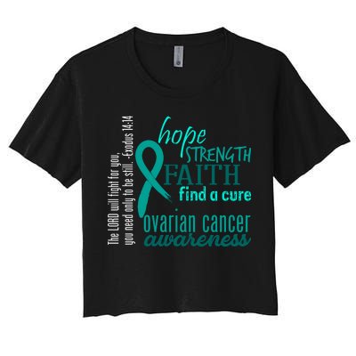 Ovarian Cancer Awareness Hope Faith Love Women's Crop Top Tee