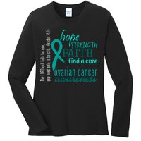 Ovarian Cancer Awareness Hope Faith Love Ladies Long Sleeve Shirt