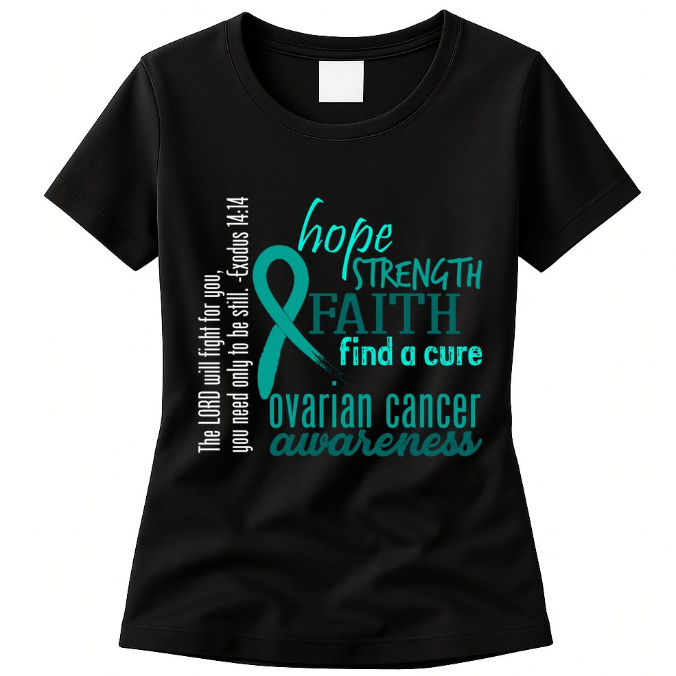 Ovarian Cancer Awareness Hope Faith Love Womens T-Shirt