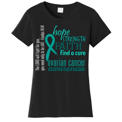 Ovarian Cancer Awareness Hope Faith Love Women's T-Shirt