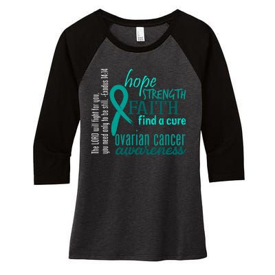 Ovarian Cancer Awareness Hope Faith Love Women's Tri-Blend 3/4-Sleeve Raglan Shirt