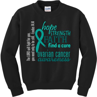 Ovarian Cancer Awareness Hope Faith Love Kids Sweatshirt