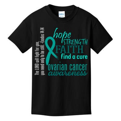 Ovarian Cancer Awareness Hope Faith Love Kids T-Shirt