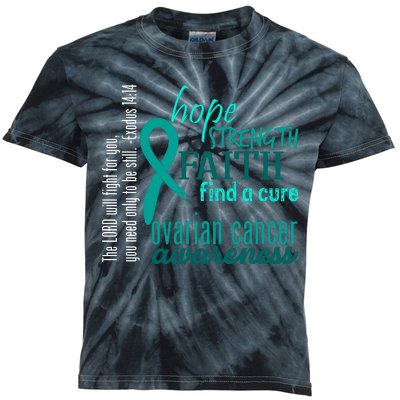 Ovarian Cancer Awareness Hope Faith Love Kids Tie-Dye T-Shirt