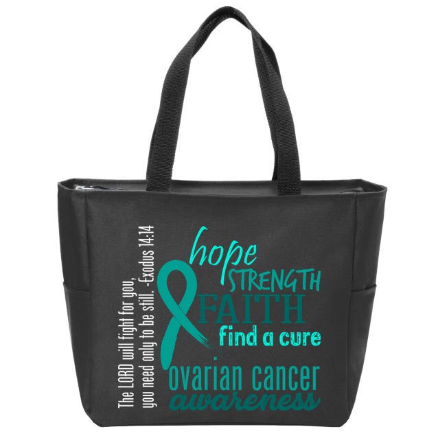 Ovarian Cancer Awareness Hope Faith Love Zip Tote Bag