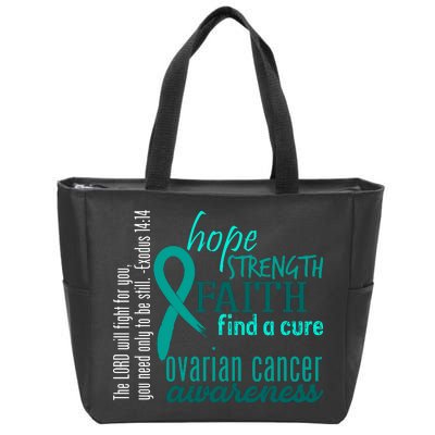 Ovarian Cancer Awareness Hope Faith Love Zip Tote Bag