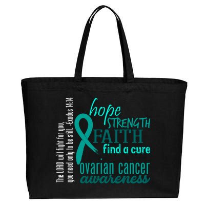 Ovarian Cancer Awareness Hope Faith Love Cotton Canvas Jumbo Tote