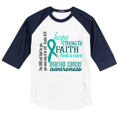 Ovarian Cancer Awareness Hope Faith Love Baseball Sleeve Shirt