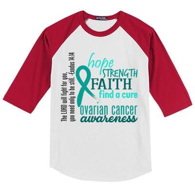 Ovarian Cancer Awareness Hope Faith Love Kids Colorblock Raglan Jersey