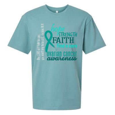 Ovarian Cancer Awareness Hope Faith Love Sueded Cloud Jersey T-Shirt