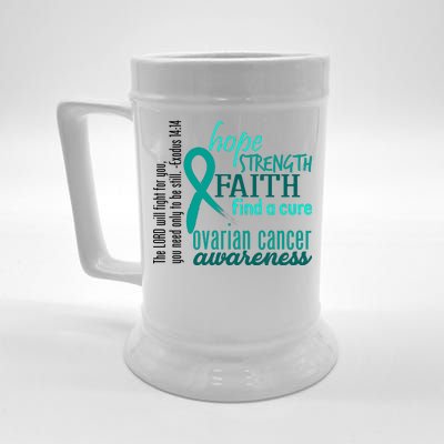 Ovarian Cancer Awareness Hope Faith Love Beer Stein