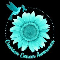 Ovarian Cancer Awareness Teal Hummingbird Sunflower Flatbill Hat