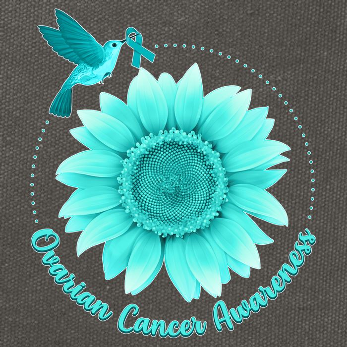 Ovarian Cancer Awareness Teal Hummingbird Sunflower Cotton Canvas Backpack