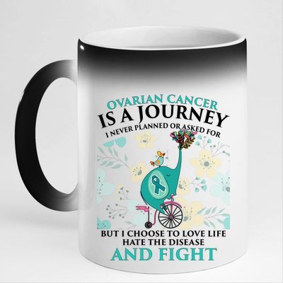 Ovarian Cancer Is A Journey Elephant 11oz Black Color Changing Mug