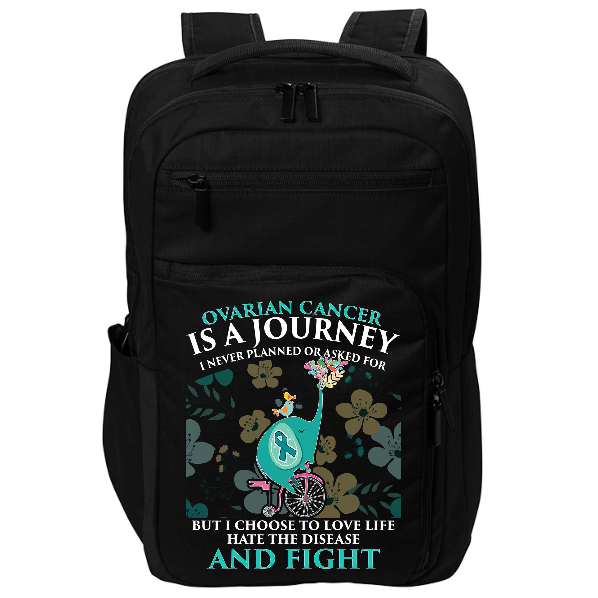 Ovarian Cancer Is A Journey Elephant Impact Tech Backpack