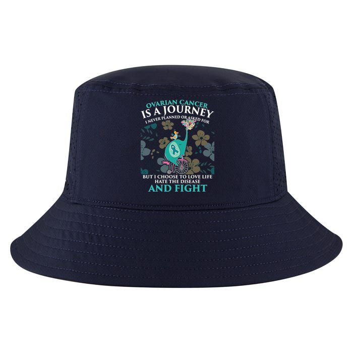 Ovarian Cancer Is A Journey Elephant Cool Comfort Performance Bucket Hat