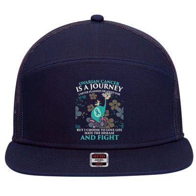 Ovarian Cancer Is A Journey Elephant 7 Panel Mesh Trucker Snapback Hat