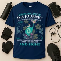 Ovarian Cancer Is A Journey Elephant Cooling Performance Crew T-Shirt