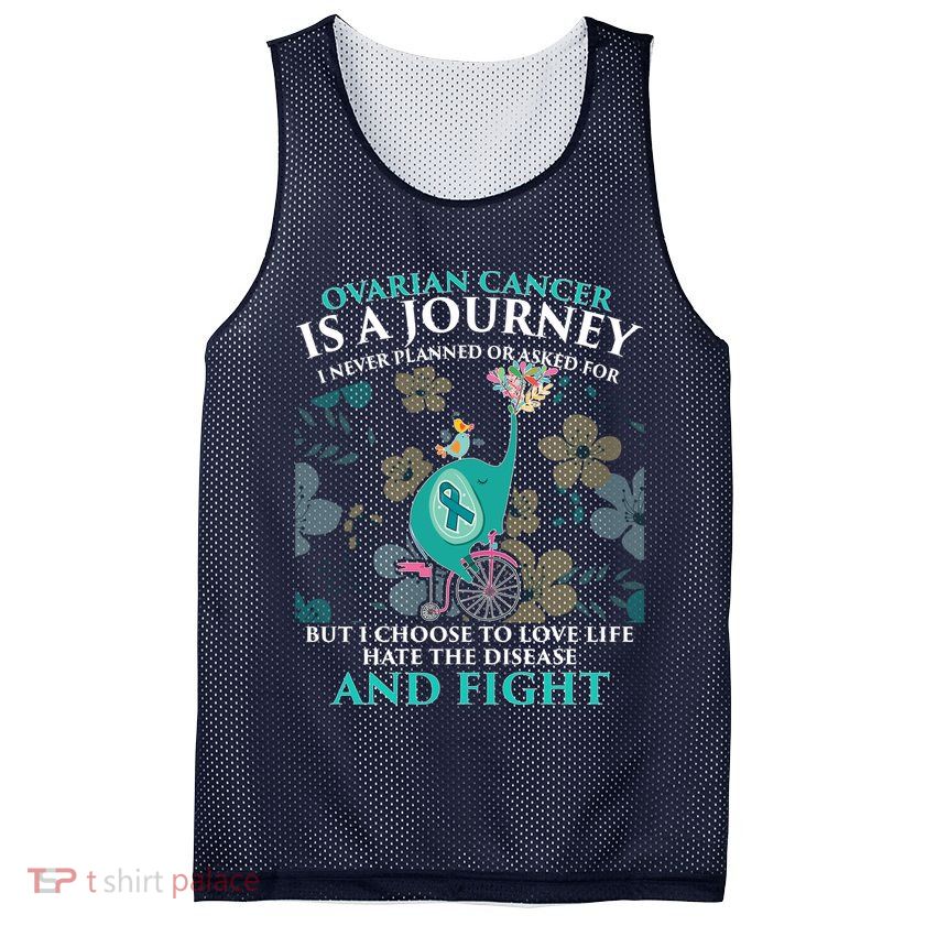 Ovarian Cancer Is A Journey Elephant Mesh Reversible Basketball Jersey Tank