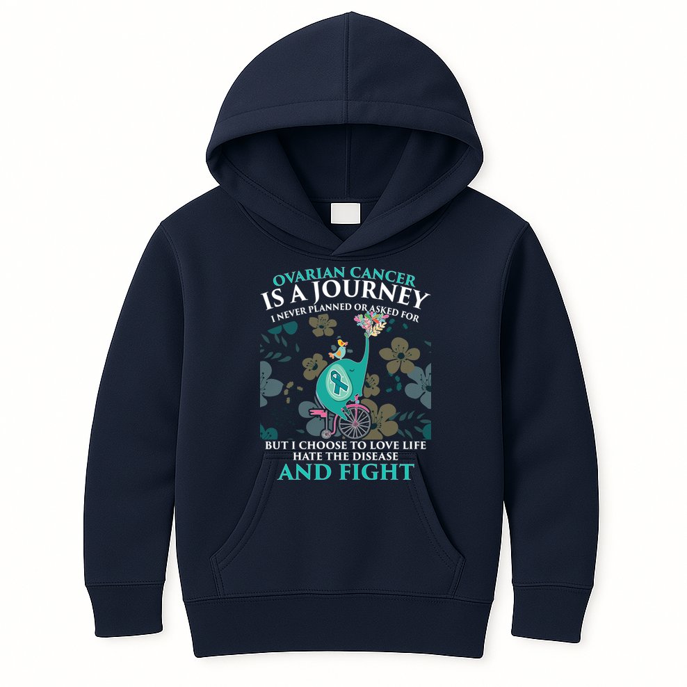 Ovarian Cancer Is A Journey Elephant Kids Hoodie