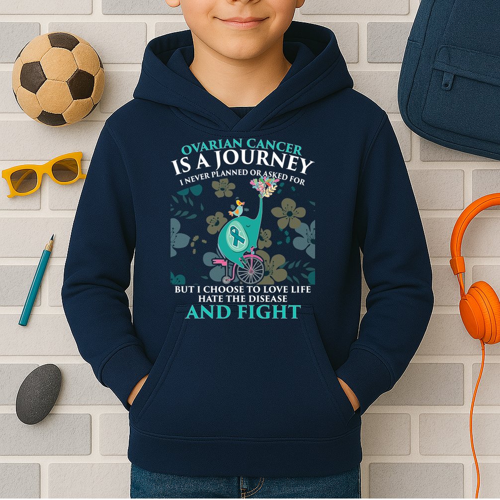 Ovarian Cancer Is A Journey Elephant Kids Hoodie