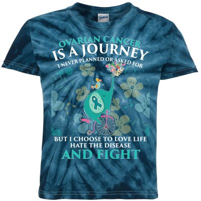 Ovarian Cancer Is A Journey Elephant Kids Tie-Dye T-Shirt