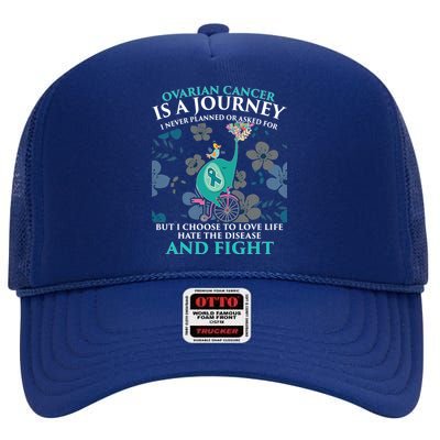 Ovarian Cancer Is A Journey Elephant High Crown Mesh Back Trucker Hat