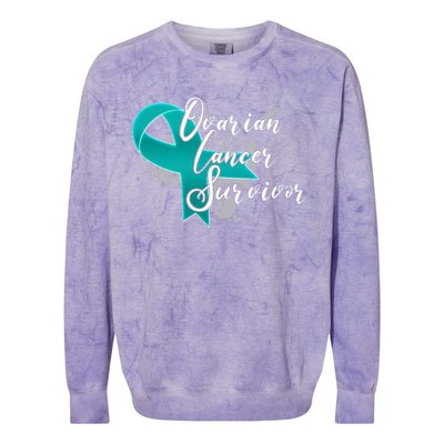 Ovarian Cancer Survivor Awareness Ribbon Colorblast Crewneck Sweatshirt