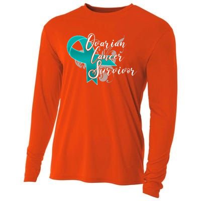 Ovarian Cancer Survivor Awareness Ribbon Cooling Performance Long Sleeve Crew