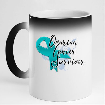 Ovarian Cancer Survivor Awareness Ribbon 11oz Black Color Changing Mug