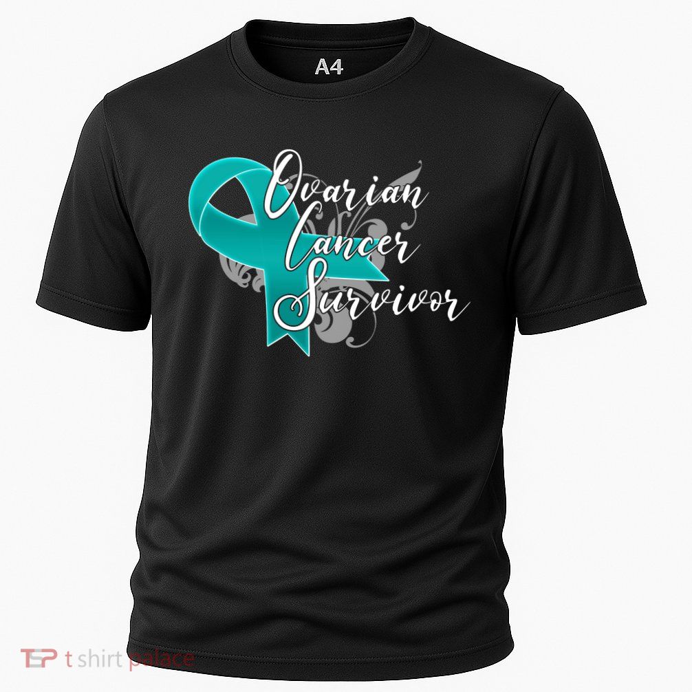 Ovarian Cancer Survivor Awareness Ribbon Cooling Performance Crew T-Shirt
