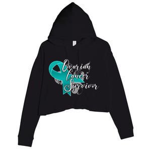 Ovarian Cancer Survivor Awareness Ribbon Crop Fleece Hoodie