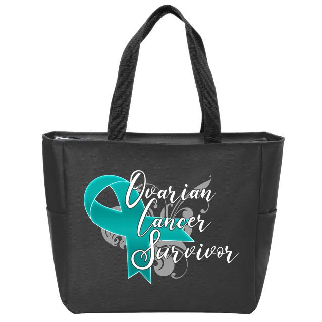 Ovarian Cancer Survivor Awareness Ribbon Zip Tote Bag
