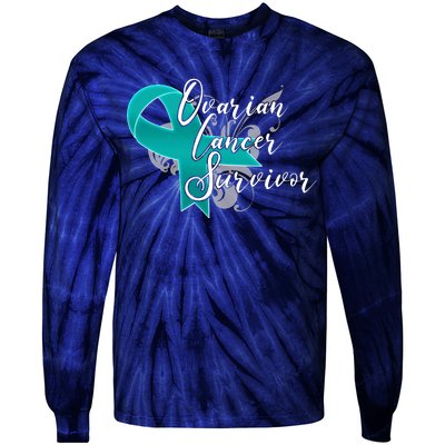 Ovarian Cancer Survivor Awareness Ribbon Tie-Dye Long Sleeve Shirt