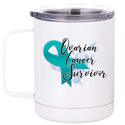 Ovarian Cancer Survivor Awareness Ribbon 12 oz Stainless Steel Tumbler Cup