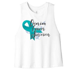 Ovarian Cancer Survivor Awareness Ribbon Women's Racerback Cropped Tank