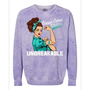 Ovarian Cancer Warrior Unbreakable Colorblast Crewneck Sweatshirt