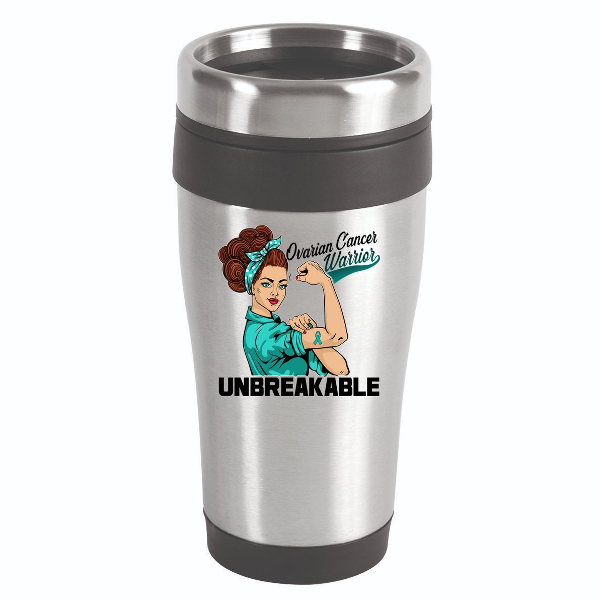 Ovarian Cancer Warrior Unbreakable 16oz Travel Tumbler