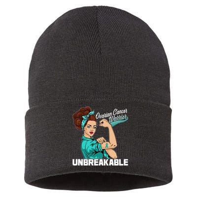 Ovarian Cancer Warrior Unbreakable Sustainable Knit Beanie