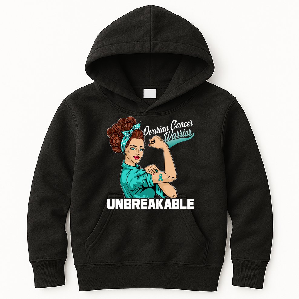 Ovarian Cancer Warrior Unbreakable Kids Hoodie