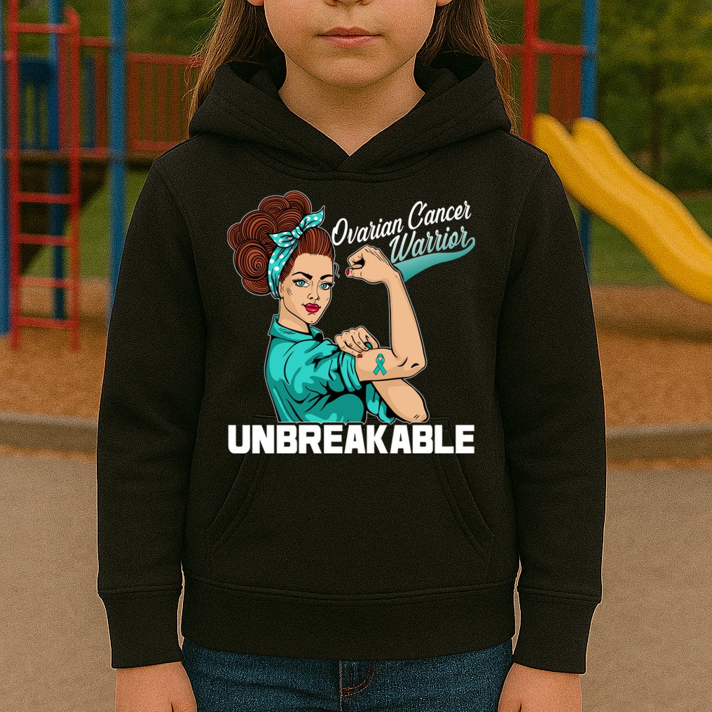 Ovarian Cancer Warrior Unbreakable Kids Hoodie