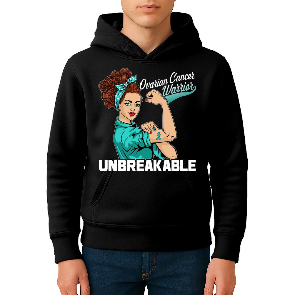 Ovarian Cancer Warrior Unbreakable Kids Hoodie